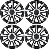 PASSEN SIE DIE GRÖSSE AN : Premium LX Radkappen , 1 Satz-4 Stück , Alufelgen Look , Silber-Schwarz , NEU (14 Zoll)