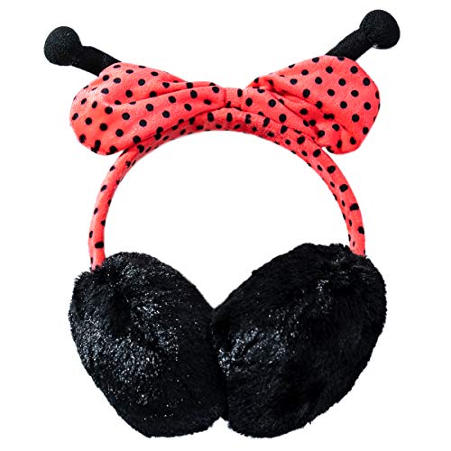 Photo de MISS NELLA Kids Cache-oreilles Coccinelle - Les cache-oreilles d'hiver parfaits pour tout les petits. Cache-oreilles moelleux Design Coccinelle. Boucles d'oreilles en peluche pour enfants.