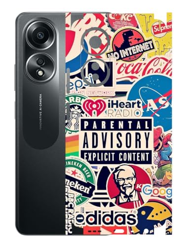 Image of AtOdds - Compatible for Oppo A58 (4G) Mobile Back Skin Sticker - Lamination - Wrap (Coverage - Back+Camera+Sides) (Design - Explicit Graffiti)