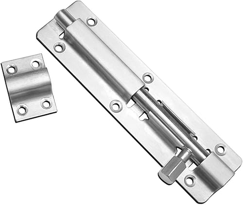 Miniatura 5 de Cerradura de puerta AnBT, resistente acero inoxidable cepillado engrosado, cierre de tornillo de barril deslizante para puerta (7,8")