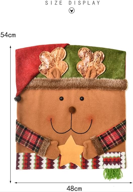 Christmas Chair Covers Set of 3 - Santa Snowman Reindeer - Festive Holiday Dining Chair Slipcovers - Xmas Decorations for Home Party (4, Snowman)