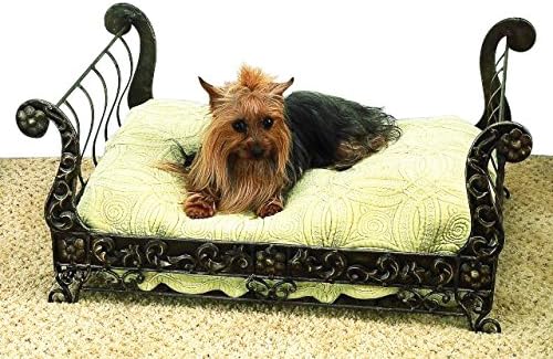 MY SWANKY HOME Antique Bronze Iron Sleigh Pet Dog Bed | Metal Frame
