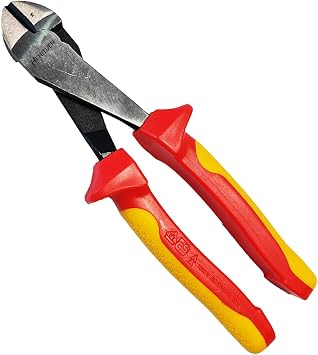 H604 VDE Certified ANSI & EN Standard Insulated Heavy-Duty Diagonal Cutting Pliers, CRV Steel Electrician Live Work Pliers with TPE Ergonomic Non-Slip Handle 8"