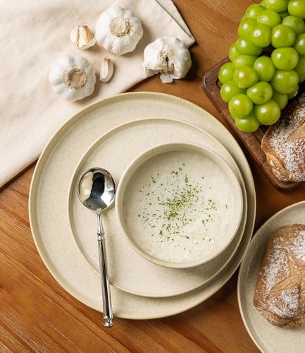 Image of TheTerra Ceramic Dinnerware Set for 4, 12-Piece Plates and Bowls Set
