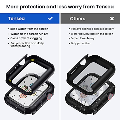 Image of Tensea for Waterproof Apple Watch Screen Protector Case 40mm SE 3 /SE 2nd Generation /SE /Series 6 /5 /4 Accessories, iWatch Protective PC Face Cover with Tempered Glass Film for Women Men, 40 mm