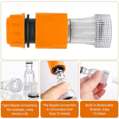 Image of HASTHIP Universal High-Pressure Quick Connector for Pressure Washer with 3m Hose, Mesh Filter and Adapter, Quick Release Rubber Leak-Proof Hose Connector, Universal Washer Hose