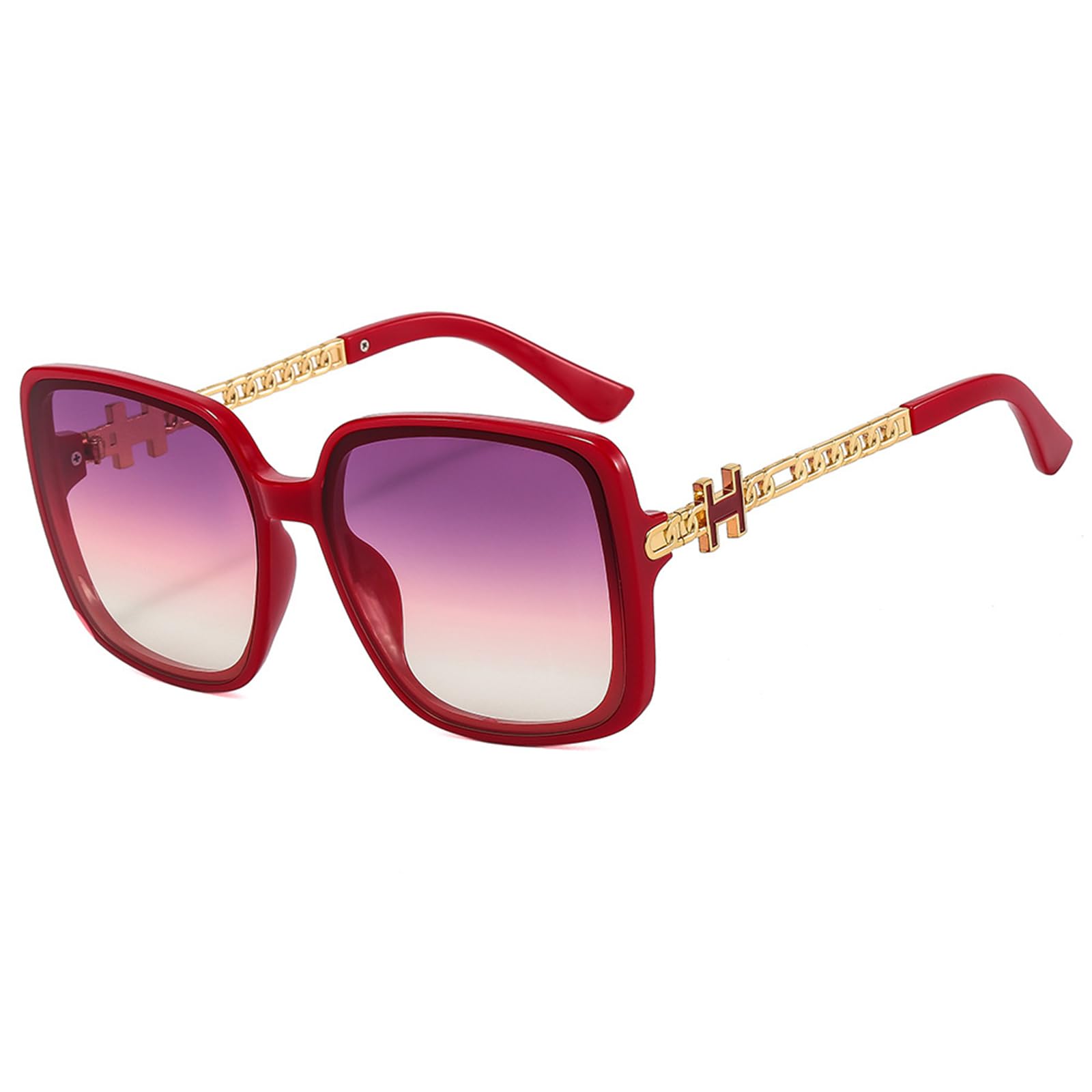 Fankexi Retro Square Sunglasses Eyewear for Women Oversized Trendy Square Shades Men Large Polarized Sun Glasses UV400 Protection,Red