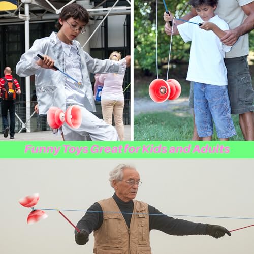 Image of MAGICYOYO Professional Diabolo Yoyo, Chinese Yoyo for Kids 8-12 & Adults, Professional Juggling Diabolo Toy with Sticks & String, Beginner to Advanced Circus Diablo Set for Outdoor Play (Red White)