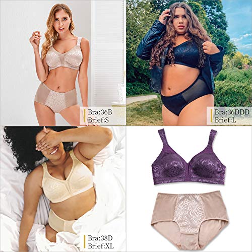 Wingslove Women's Full Coverage Non Padded Comfort Minimizer Wire-Free Bra Plus Size(Purple,44B) #TOP6