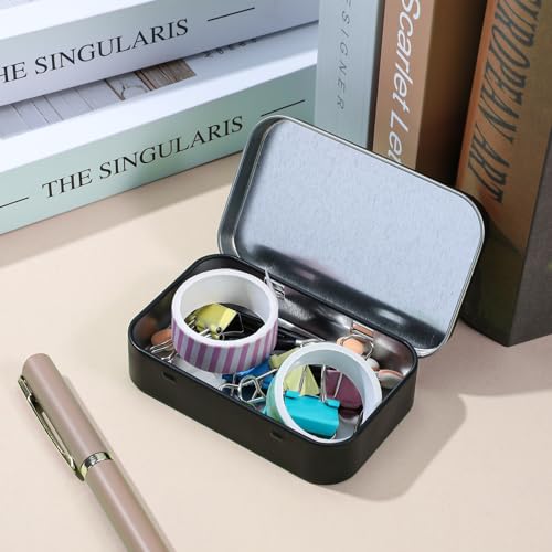 1 Stück Metall-Aufbewahrungsbox Kleine Dose Rechteckige Leere Dosen mit Scharnieren Rechteckige Aufbewahrungsbox Behälter für Süßigkeiten,Schmuck,Basteln,Pillen,Schlüssel,Ohrringe-9.5*5.8*2cm