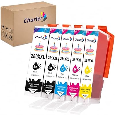 Churler PGI-280XXL CLI-281XXL Ink Cartridges 5-Pack Replacement for Canon 280XL 281XL TS702 Ink Cartridges Compatible with Canon Printer PIXMA TS702a TR7620a TR8620a for Creative Image