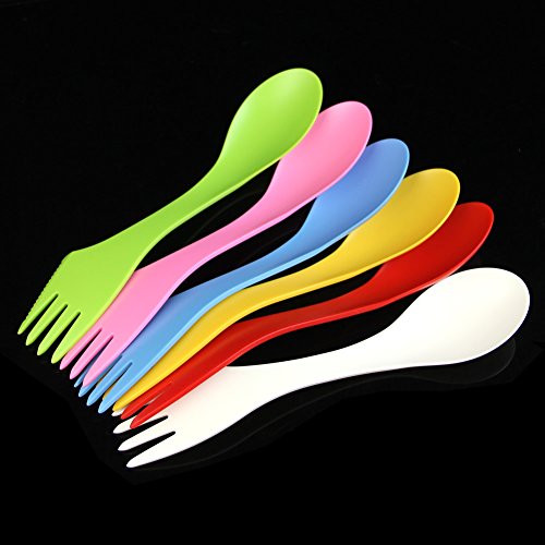 Estone 6Pcs Travel Utensils Spoon Fork Knife Cutlery Camping Outdoors Spork Combo Set #TOP3