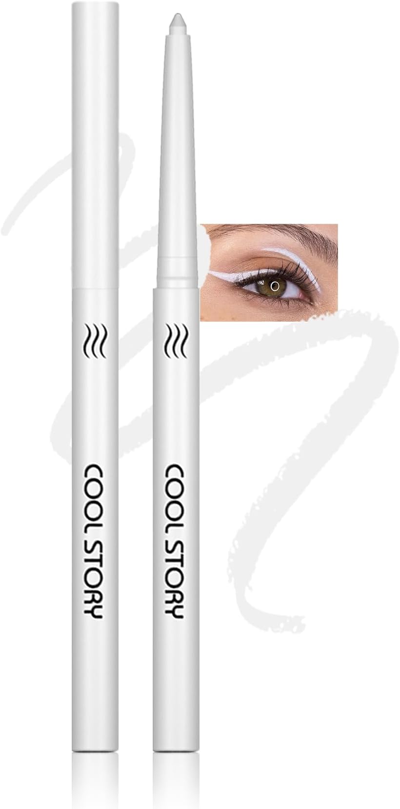 White Gel Eyeliner Pencil, Retractable Cream Matte Eye Liner Pencils, Waterline Eye Makeup Liners, Waterproof & Smudge Proof Eyeliner Facial Makeup Gift for Mature Women, Girls, Christmas – M01 White