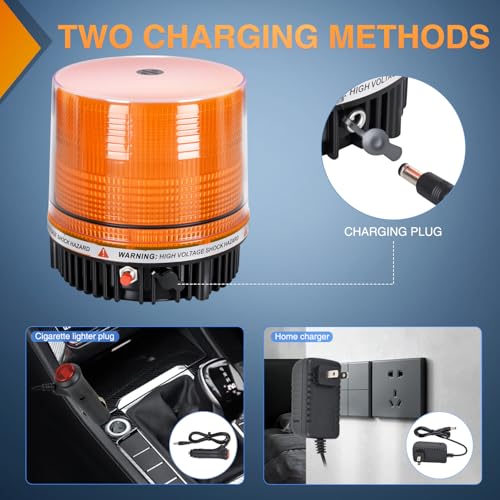 Image of Nilight 18LED Strobe Lights Amber Wireless Rotating Beacon Light | Emergency Safety Flashing Light with Magnetic Base Mount Two Types of Plugs for Vehicle UTV Truck Forklift Tractor Snow Plow