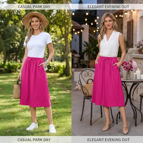 Image of Witsmile Women's Summer Pleated High Waisted Casual Flowy Skirt Pockets