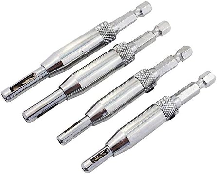 Gasea 4pcs Door Cabinet Self Centering Hinge Drill Bits Set Window Woodworking Puncher Hole Drilling Tool 5/64, 7/64, 9/64, 11/64