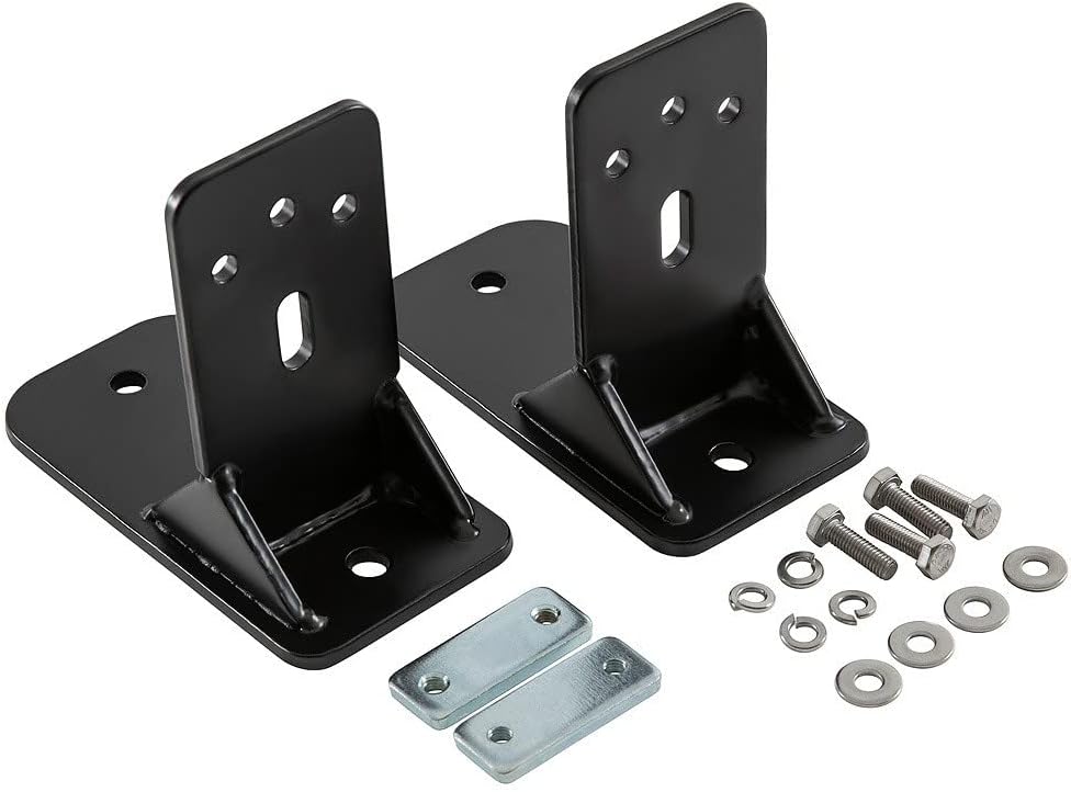 Rhino-Rack Awning Brackets for Batwing Full Size, Batwing Compact, and Sunseeker Awnings, Fits on Pioneer Platforms & Vortex Bars, 2 Brackets + Hardware, Stainless Steel, Powder Coated Black (43259)
