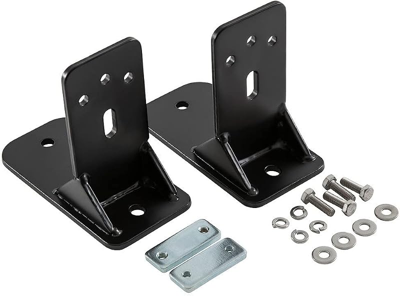 Rhino-Rack Awning Brackets for Batwing Full Size, Batwing Compact, and Sunseeker Awnings, Fits on Pioneer Platforms & Vortex Bars, 2 Brackets + Hardware, Stainless Steel, Powder Coated Black (43259)