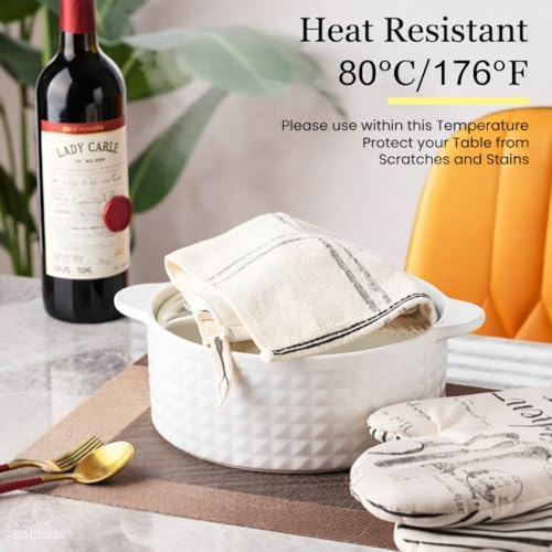 Image of Solitude Placemats Set of 4 Dining Table Place Mats | Placemats Table Mat PVC Material | Non-Slip Heat Resistant | Dining Tablemates Washable Anti-Skid | Size 45 x 30 CM (Brown)