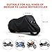 Copap Motorcycle Cover All Season Universal Waterproof Sun Outdoor Protection 150g PE Material Rear Heat-resistant Silver Coating w/License Plate Window Fits up to 91” Motorcycle Vehicle Cover