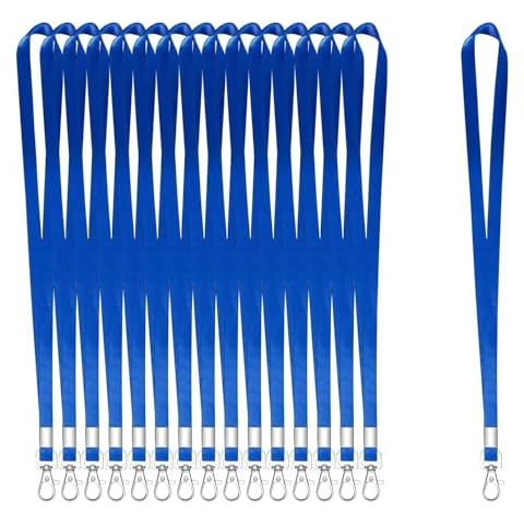 XHDA 50PCS Blue Lanyards with Metal Hook Cover