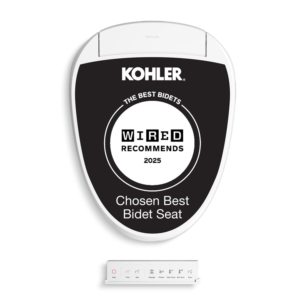 Photo 1 of Kohler PureWash E820 Elongated Heated Bidet Toilet Seat, White with Remote Control, Quiet-Close Lid, Automatic Deodorization, Warm Water, Self-Cleaning Wand, Adjustable Water Pressure and Nightlight