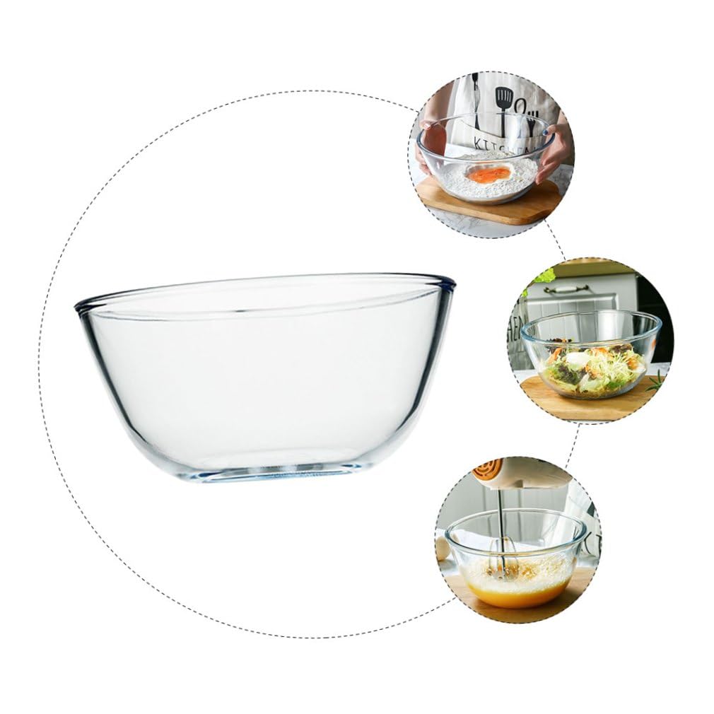 Ciotola Vetro Grande 1000ml Bianco, Insalatiera in Vetro Temperato Bordo Liscio, per Insalata, Zuppa, Riso e Servizio in Cucina
