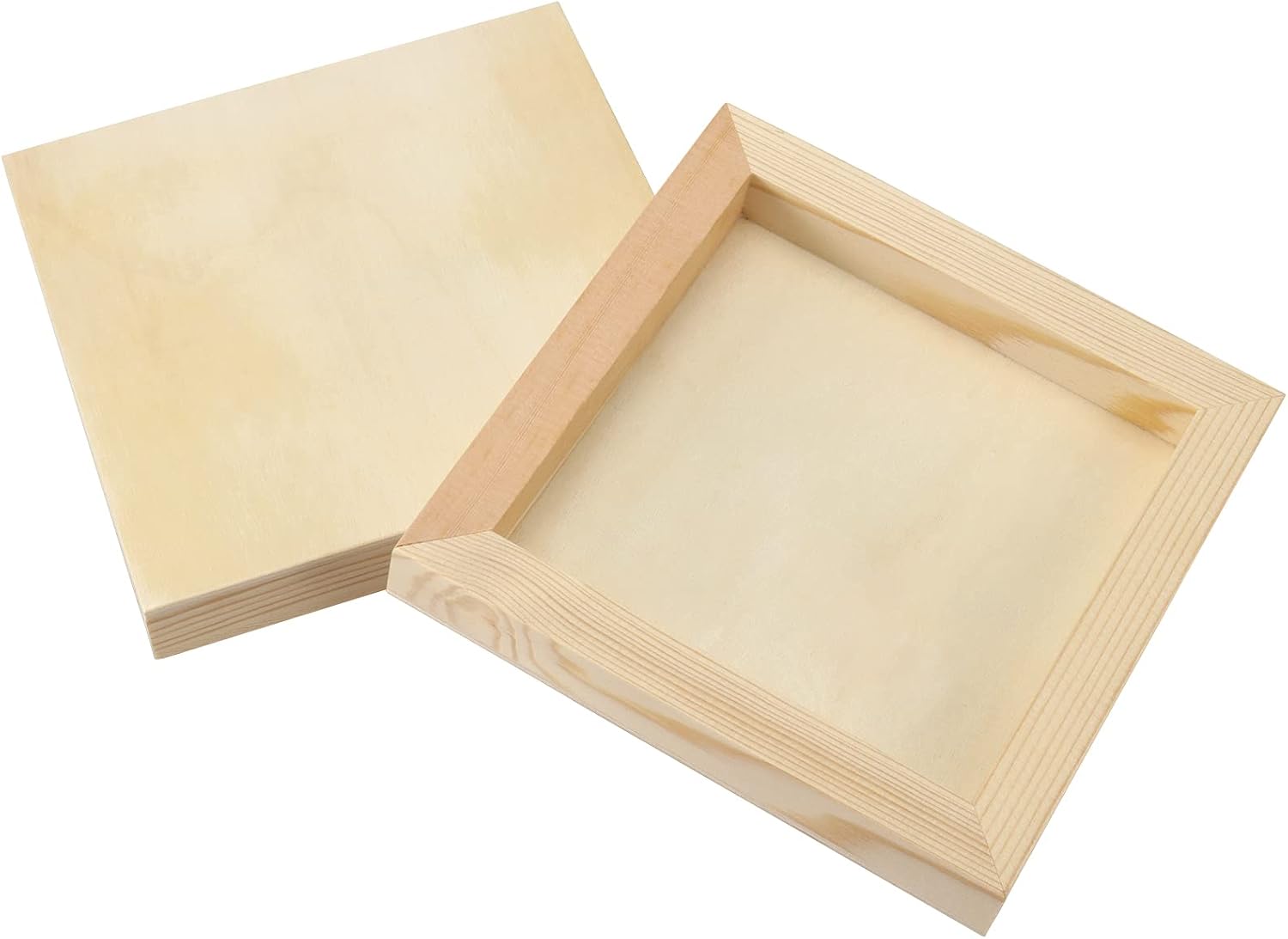 JOIKIT 20 Pack Wood Canvas Panels 6 x 6 x 5/8 Inch, Wooden Canvas Board 15x15x1cm Unfinished Wood Cradled Painting Panel Boards, Artist Wooden Canvases for Burning, Pouring, String Art, Crafts