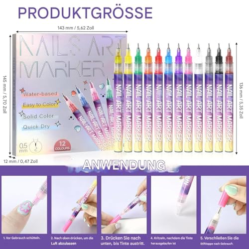 12 Farben 3D Nagellack Stift Set725