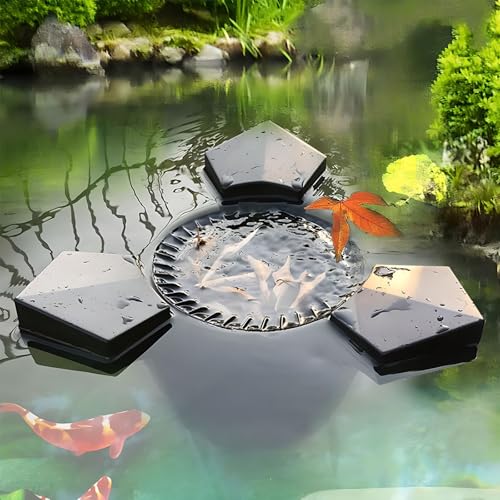 Écumeur Flottant pour Bassin, Nettoyeur De Surface Automatique avec Panier À Feuilles Et Aérateur, Écumeur À Aspiration D’Eau pour Bassins À Poissons...