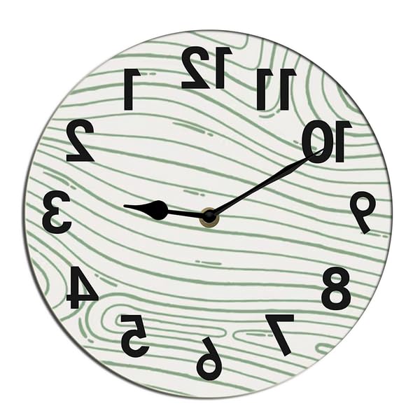 Horienteeon Backwards Reverse Wall Clock Unusual Numbers Counter Clockwise Non Ticking Silent Kitchen Clock Battery Operated Clocks For Living Room Bedroom Living Room Decor Round 10"