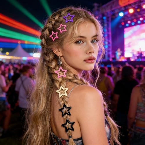 60 pinzas de cabello estrella para mujeres metal miniatura 7
