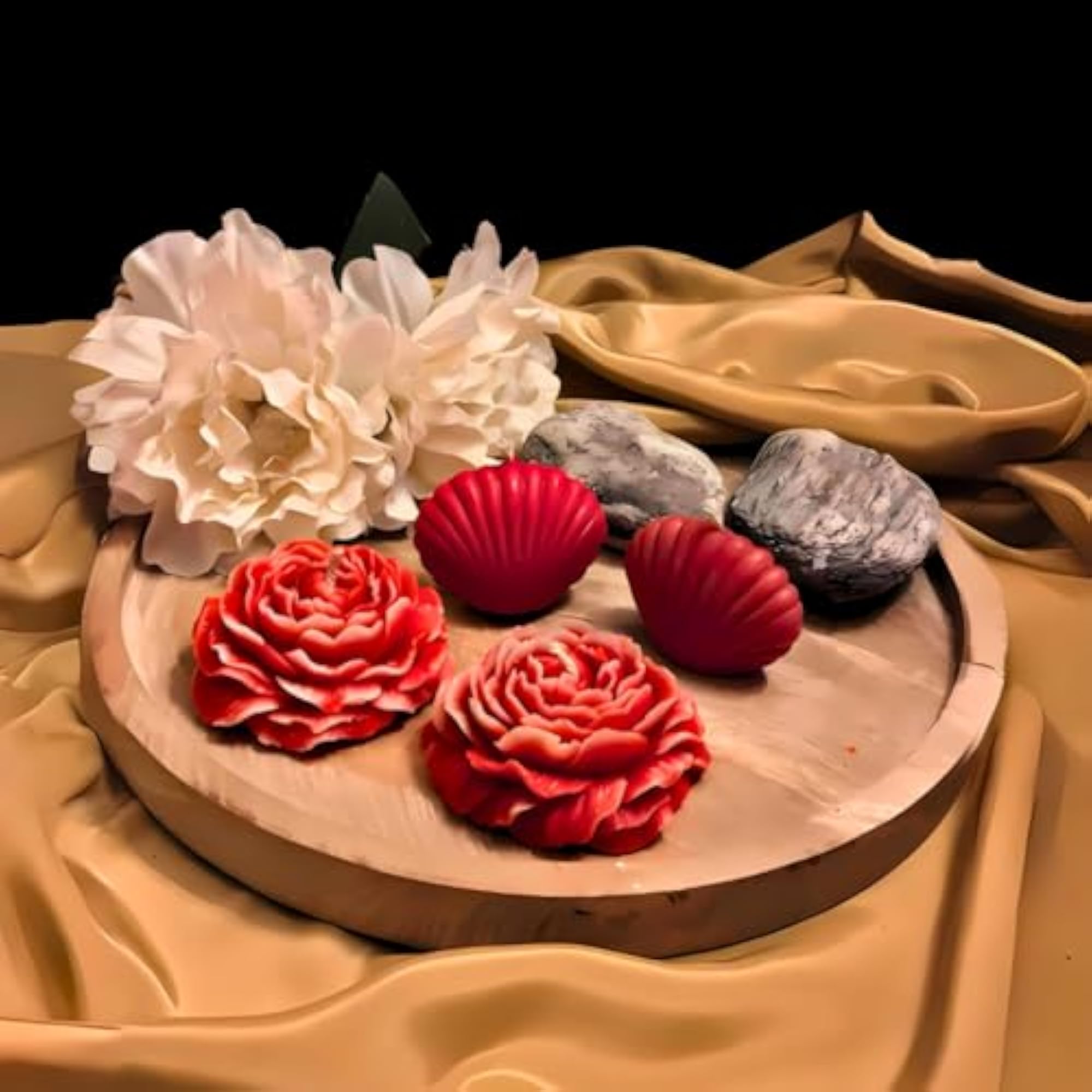 Aegean Red Peony Shell Combo Candle, Decorative Gift