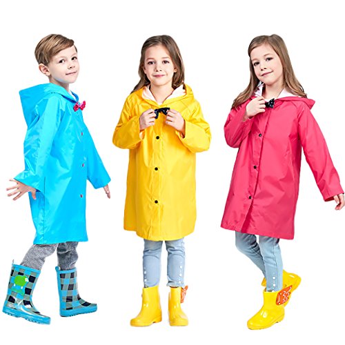 Image of Kid's Durable Rain Cape /Raincoat Portable Hooded Poncho for Boys Girls