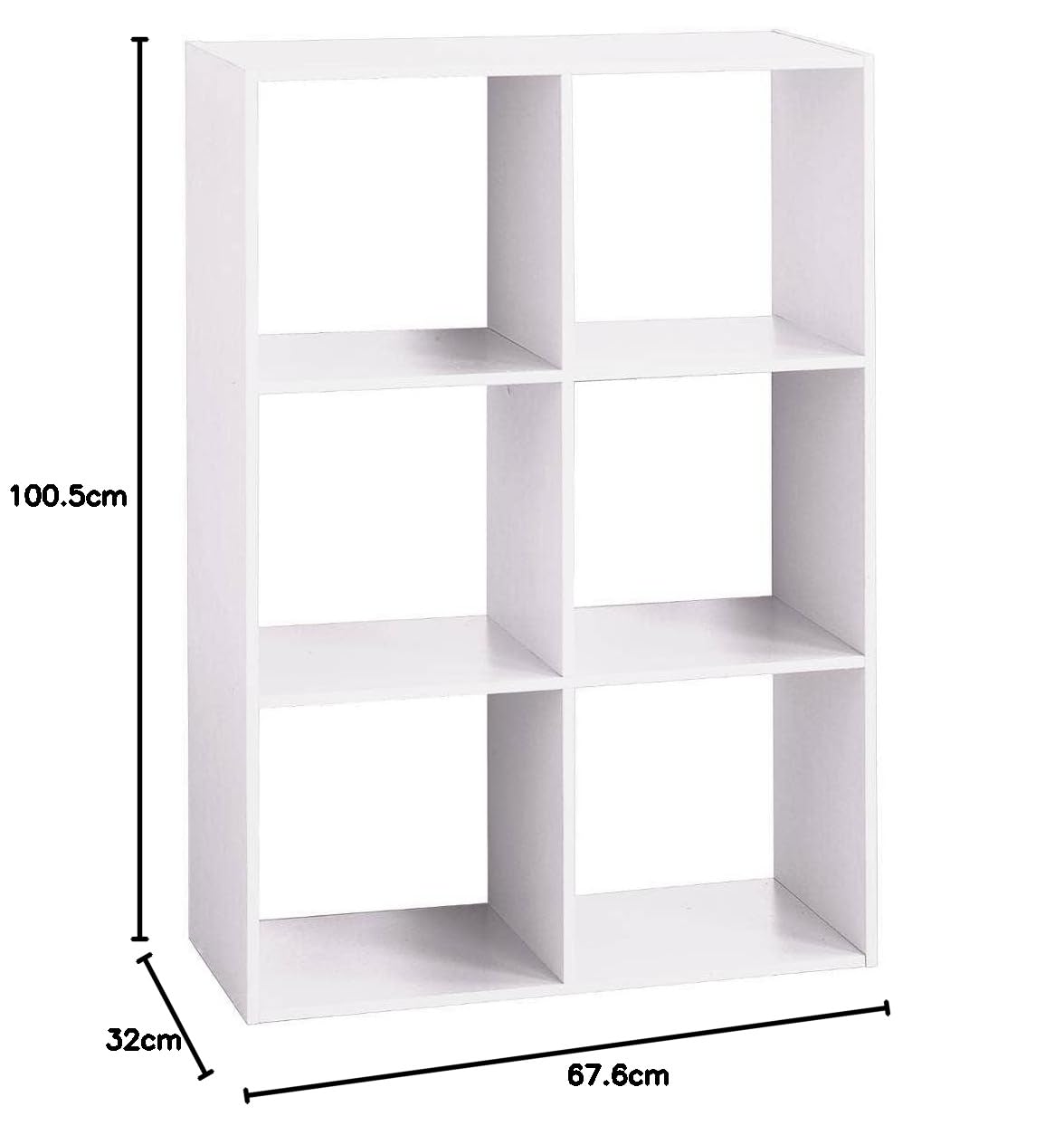 5five - Estantería Mix'n Modul de 6 compartimentos - Efecto madera blanca - Almacenamiento práctico y práctico - An. 67,5 x Pr. 32 x Al. 100,5 cm - Salón, oficina, dormitorio