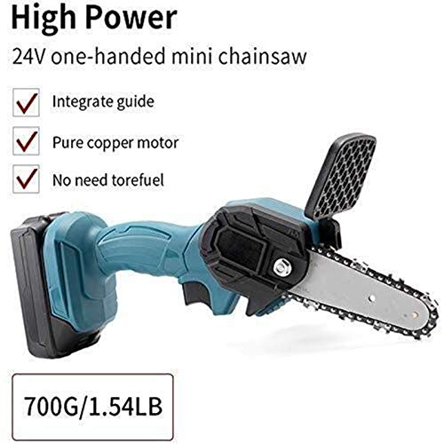 GYXZZ Elektrische Kettensäge Akku 24V,4 Zoll Mini-Holzschneider Aller Zeiten Wiederaufladbar,Motorsäge Einhand… – Bild 5