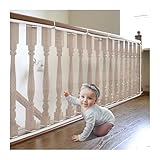 TUOERQI-Banister-Guard-10ft L×3ft H-Child-Safety-Netting - Improve Safety of Children. The Deck Netting is Durable. Mesh Netting is a Necessity for Children's Safety. Baby Proofing Stair, Stair Net