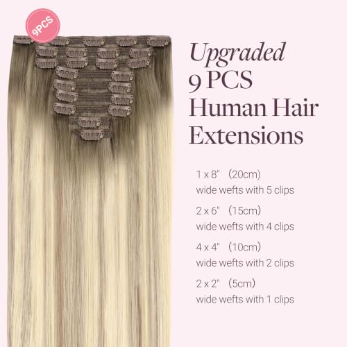 Image of GOO GOO Clip in Hair Extensions Real Human Hair Blonde Remy Extensions
