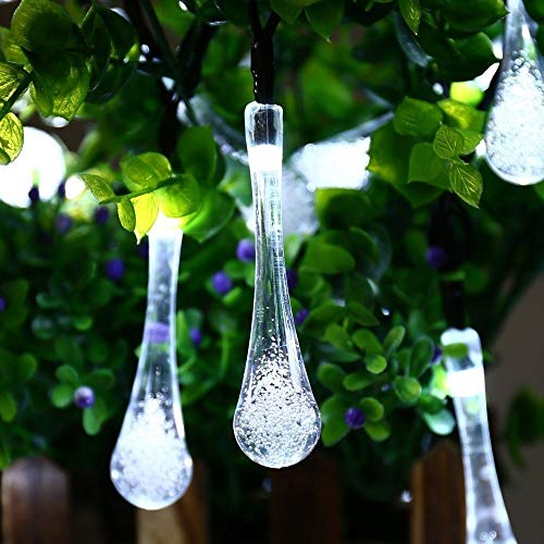 NOBRAND 6M 30LED Solar Bulb Light String Droplet Bulbs Fairy String Light For Outdoor Garden Lawn Solar Lights (Emitting Color : Warm white, Wattage : 6M)