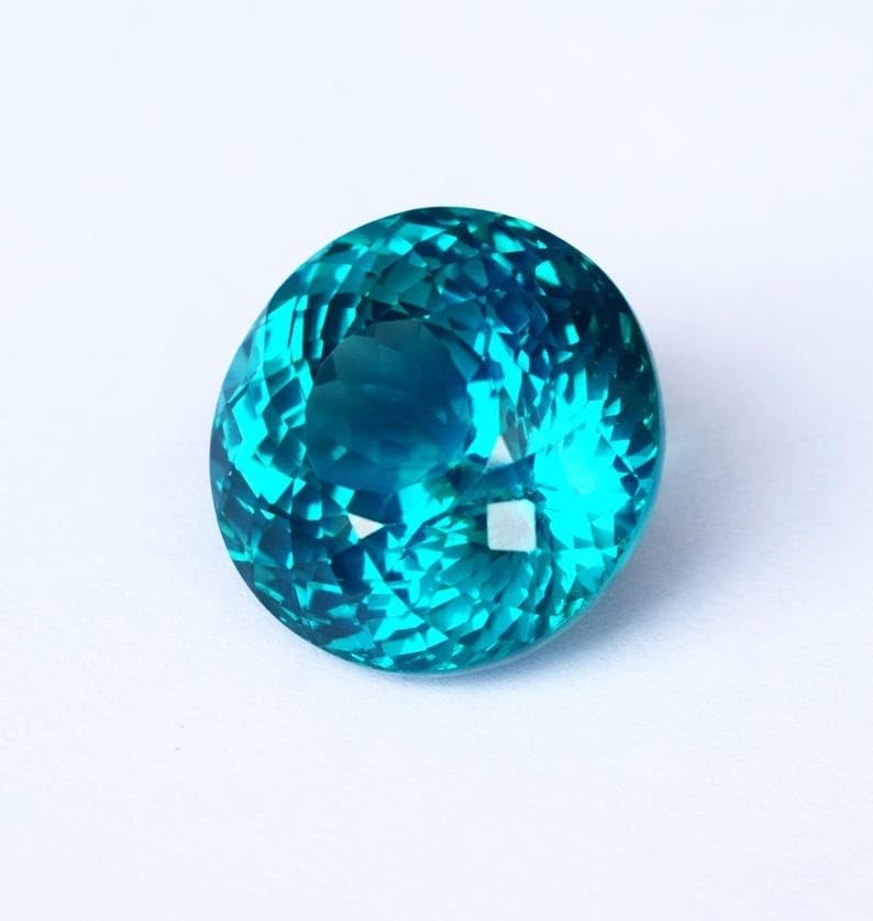 32-34 Ct Rare Green Ceylon Sapphire Loose Gemstone – Certified Round Cut 19×19×11mm | Brilliant Crystal for Rings, Healing Energy & Jewelry Making