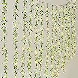Lvydec Artificial Vines Curtain Lights, Fake Greenery Garland Willow Leaves with Lights for Wedding Party Backdrop Baby Shower Home Decoration, 2 Modes, Steady on/Flash