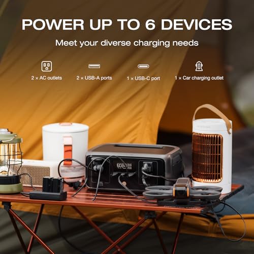 Image of EF ECOFLOW Portable Power Station RIVER 3 with Car Cigarette Lighter to DC Power Adapter, 245Wh LFP Power Station, 2 Up to 600W AC Outlets, <20 MS UPS, 1Hr Fast Charging Solar Generator for Camping