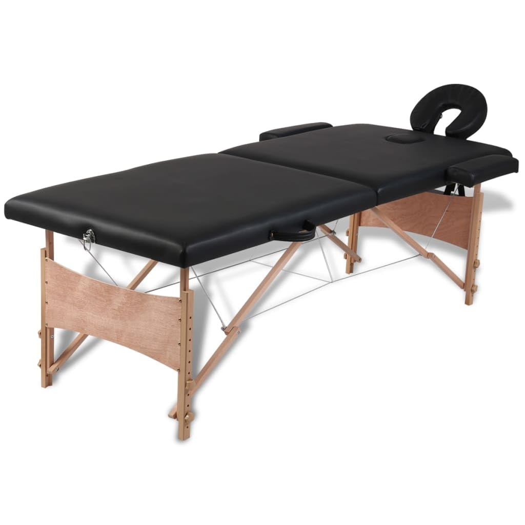 Generisch Massageliege Klappbar 2-Zonen mit Holzgestell Schwarz,Gesundheit & Schönheit,Körperpflege,Massage & Entspannung,Massagetische,14.9KG,110077