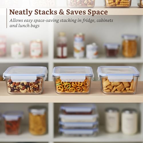 Image of Amazon Brand - Solimo Rectangular Glass Food Storage Container, 1900 ml - Set of 3, Airtight, Microwave & Freezer Safe, Transparent