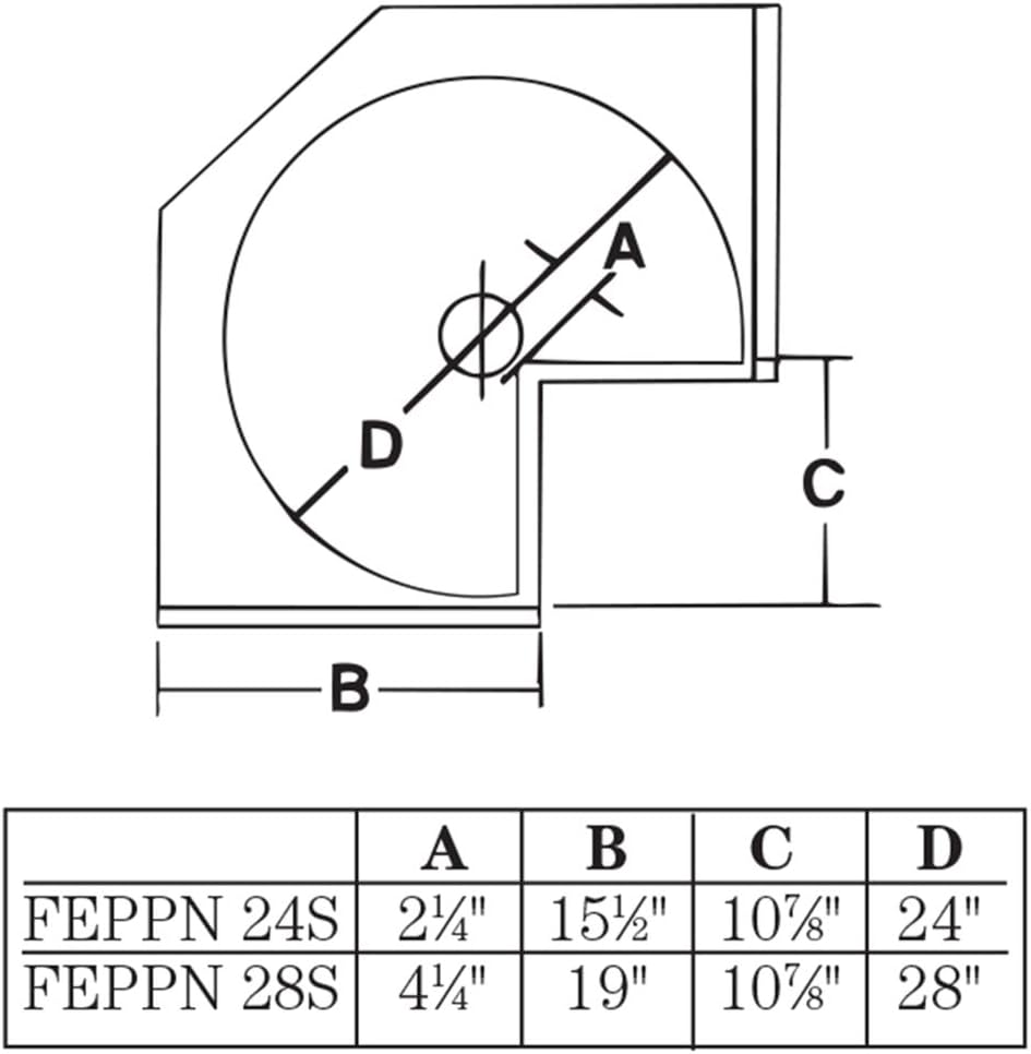 KV Lazy Susan Pie Cut Door Mounted 2 Polymer Shelves 24" (Set) White