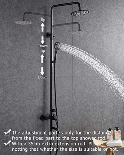 Matte Black Shower System with Extension Rod SUS 304 Stainless Steel 3 Function Outdoor Exposed Shower Fixtures
