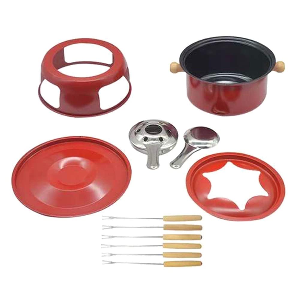 Set Per Fonduta Okllen In Acciaio Inox Con 6 Forchette E Bruciatore A Gel – Perfetto Per Cioccolato, Formaggio E Caramelle