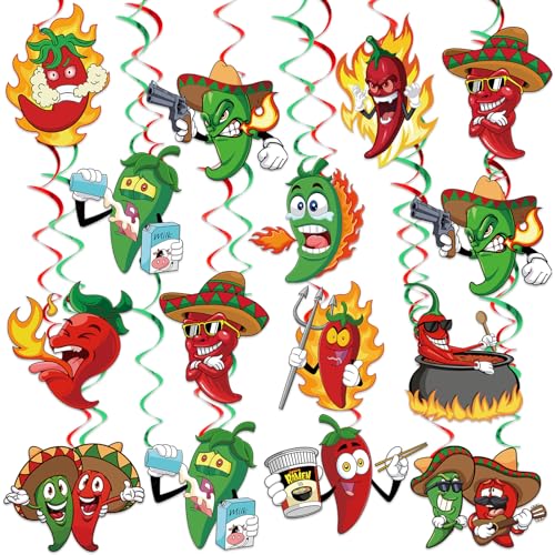 12PCS Chili Cook Off Decorations, Chili Cook Off Hanging Swirls Streamers