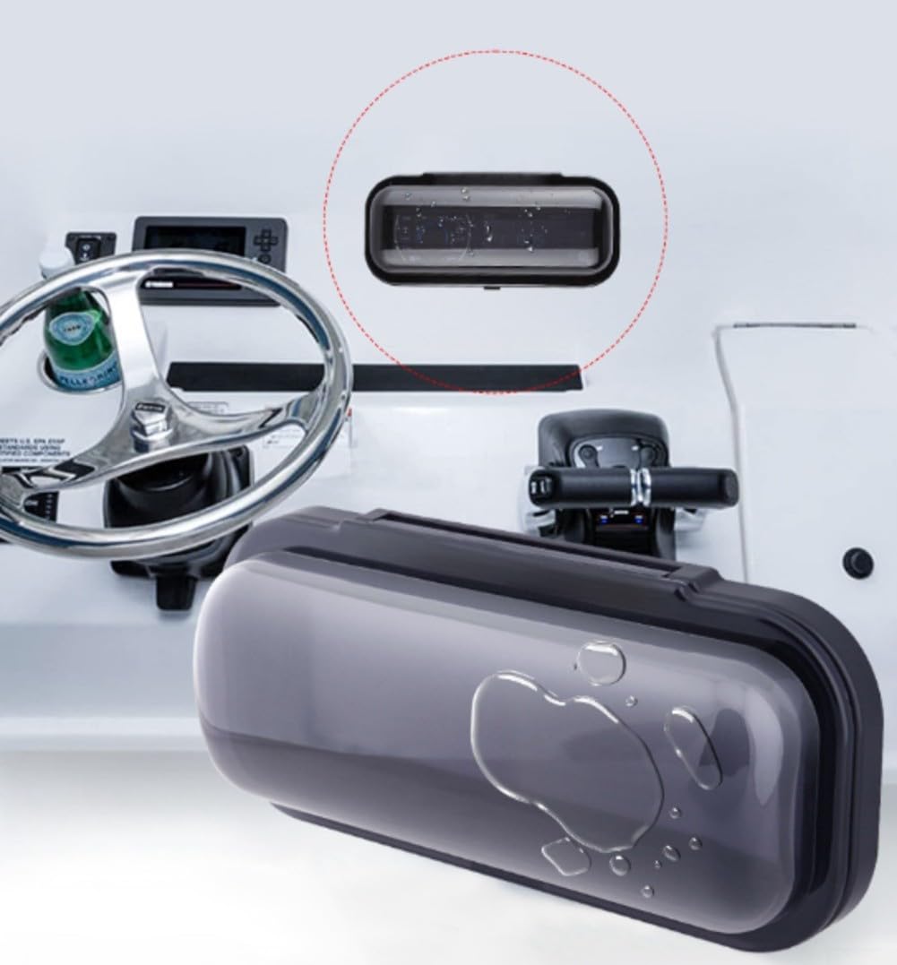 Yhenlovtt Copertura per radio stereo marina, 180 mm, impermeabile, con ripiano di supporto a molla per porta ribaltabile, per sistema audio barca