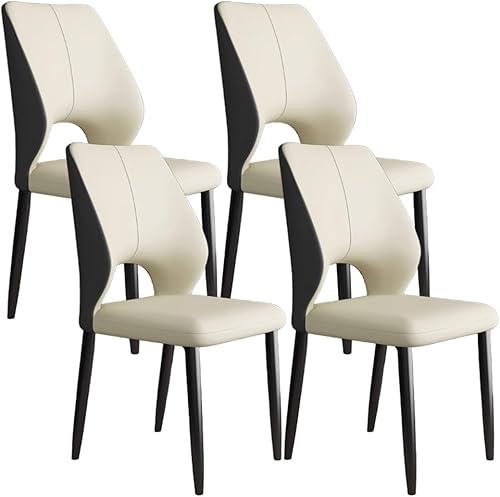 Miniatura 13 de YVYKFZD Juego de sillas de comedor simples, sillas de cocina de piel sintética, silla de comedor sin brazos con patas de metal, silla tapizada para